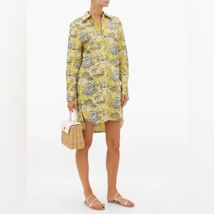 STAUD Corgi Tropical-Print Cotton-Blend Shirt Dress, size XS, NWT